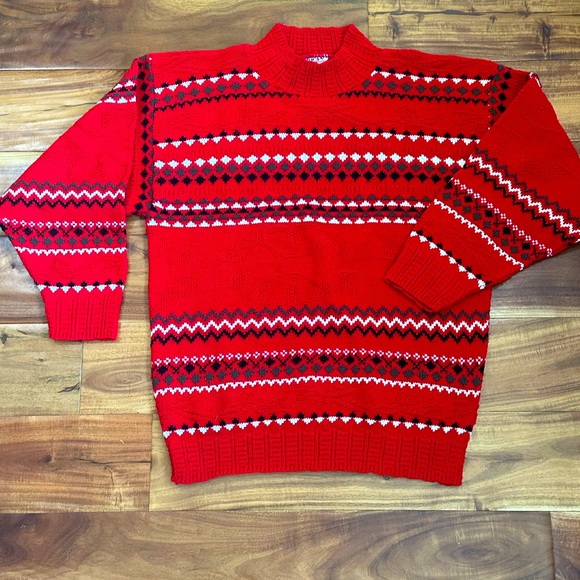 Vintage American Pride Fair Isle Stripe Sweater SMALL Made In USA Unisex - Picture 1 of 9